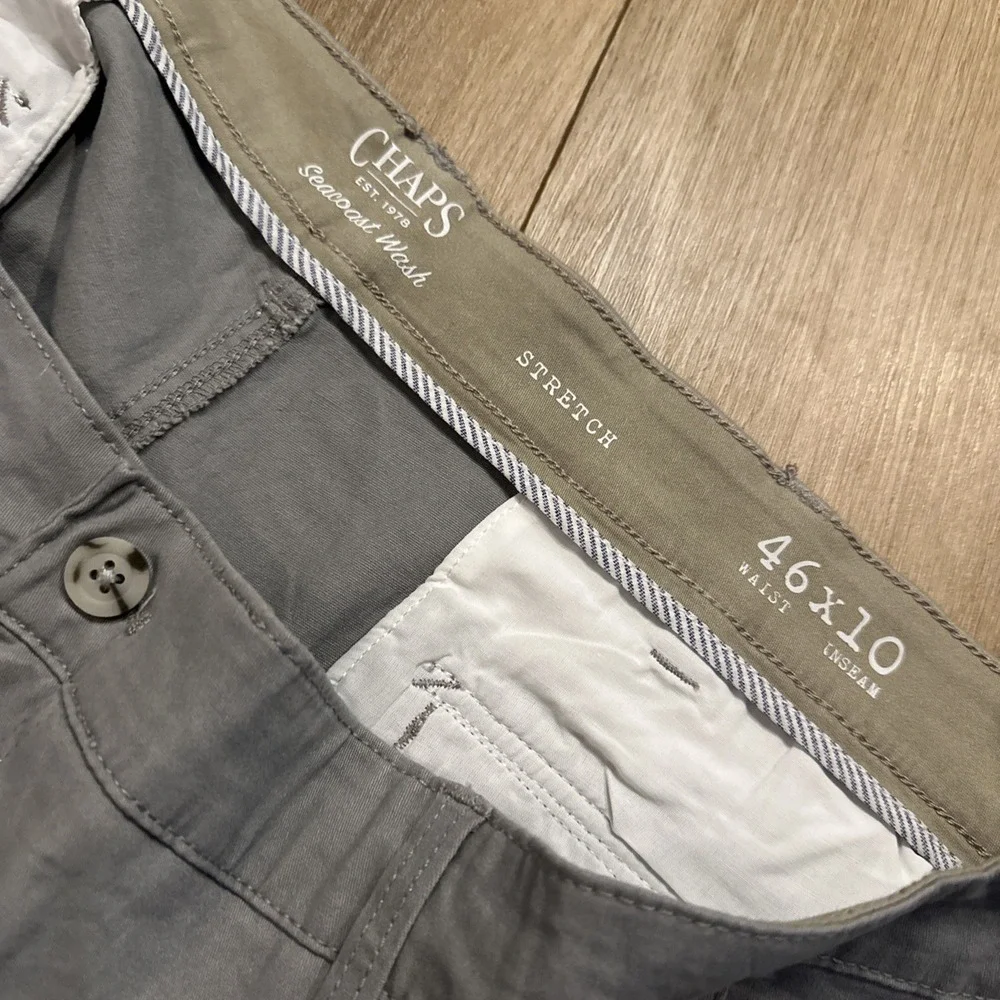 Chaps Men's Seacoast Wash Cargo Shorts Griffin Gray Size 46 10